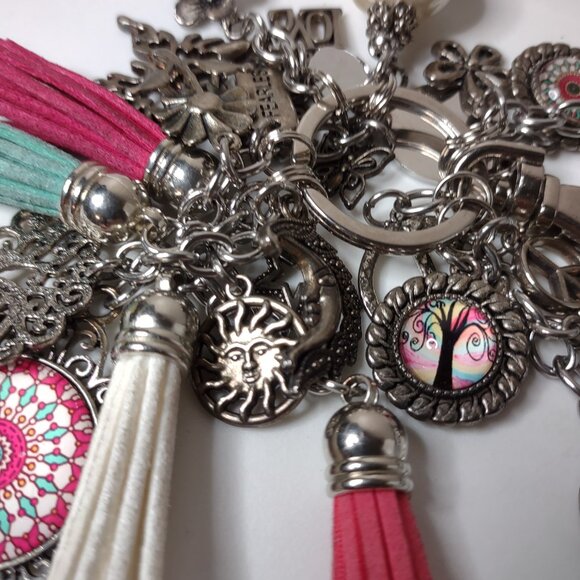 Charm Keychain With Hearts, Butterflies, And Flowers - Picture 3 of 9